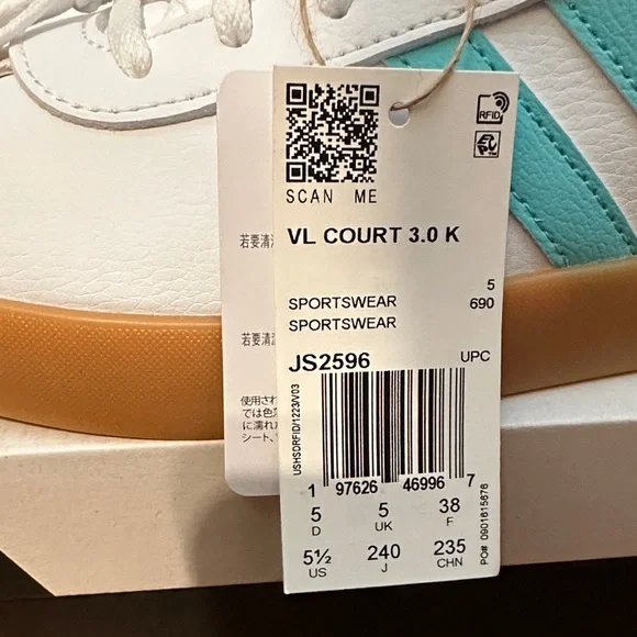 Adidas White and Aqua Sneakers with Gum Soles - Picture 4 of 5